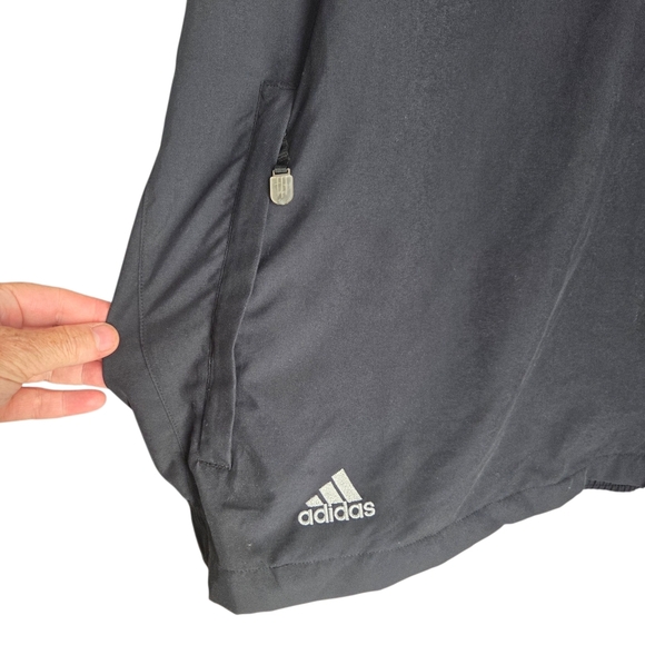 Adidas Men's Black Windbreaker with White Accents Size 2XL - Picture 2 of 6